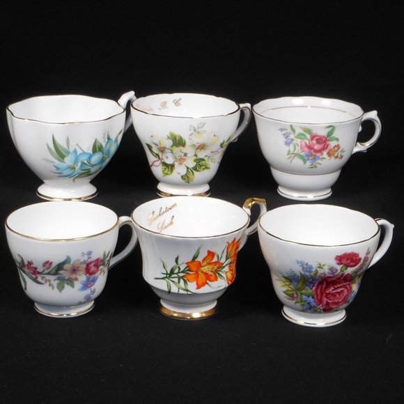 Collection of 6 Fine Bone China Tea Cups, U.K. - Picture 1 of 14